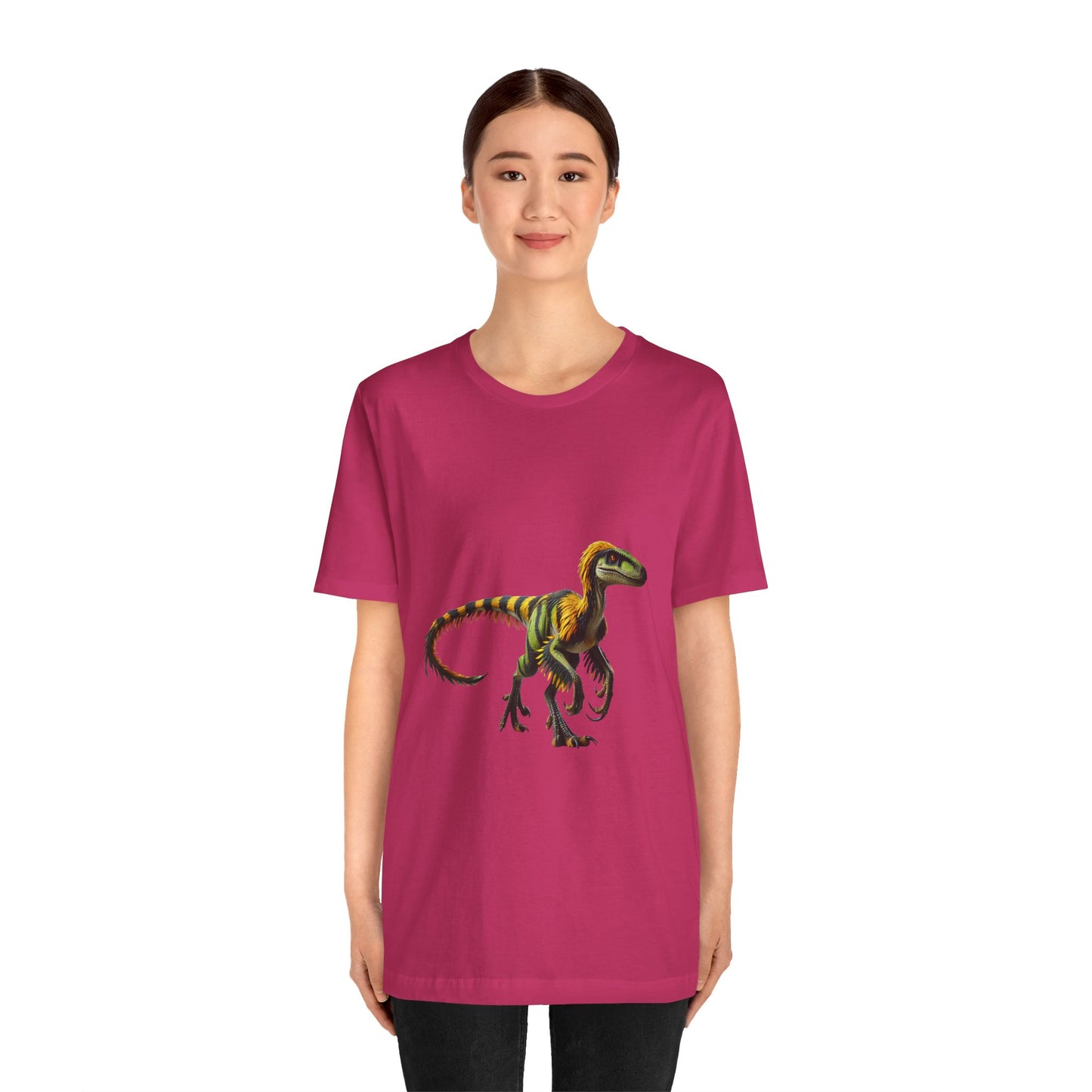 Vibrant Jungle Velociraptor Tee – Bold Green & Yellow Dino Style! 🦖🌿🔥 - Unisex Jersey Short Sleeve Tee Super Comfy Dino T-Shirt Gift