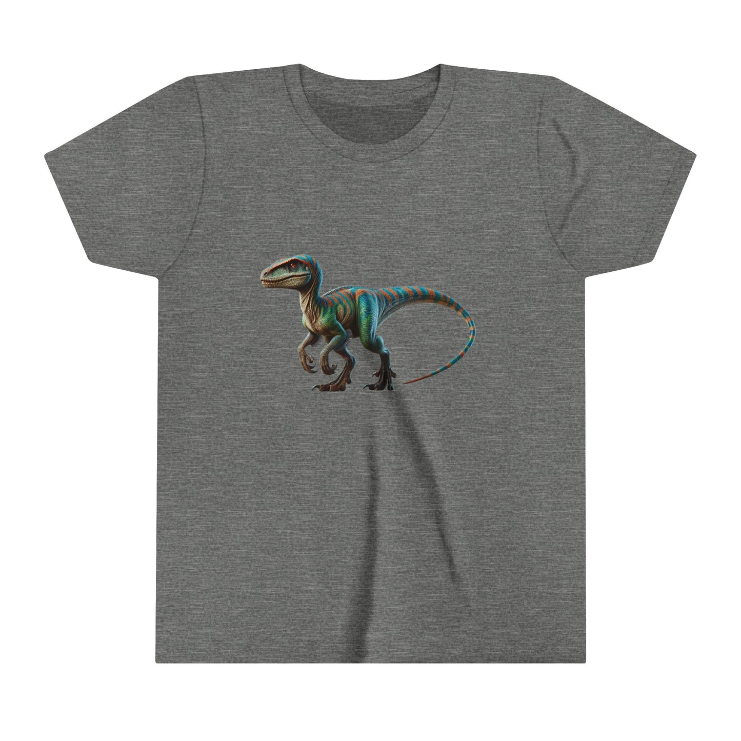 Youth Vibrant Velociraptor Adventure Tee – Unleash Your Inner Dino Explorer with Fierce Style! 🦖🌈 - Unisex Jersey Short Sleeve Tee Super Comfy Dino T-Shirt Gift