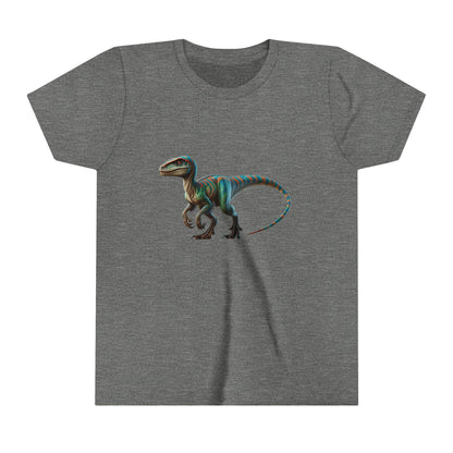 Youth Vibrant Velociraptor Adventure Tee – Unleash Your Inner Dino Explorer with Fierce Style! 🦖🌈 - Unisex Jersey Short Sleeve Tee Super Comfy Dino T-Shirt Gift