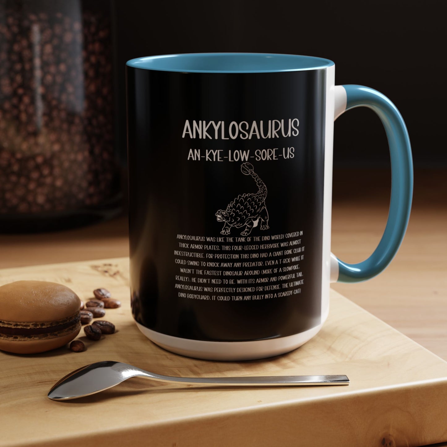 Defensive Ankylosaurus Mug with Detailed White Graphic Amazing Gift for the Dino Lovers in your life