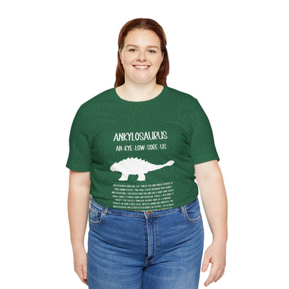 Ankylosaurus Detailed with White Graphics- Unisex Jersey Short Sleeve Tee Super Comfy Dino T-Shirt Gift