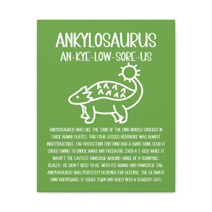 Cute Ankylosaurus Vertical Matte Canvas Green, Stretched, 1.25" Amazing Gift for the Dino Lover in your life