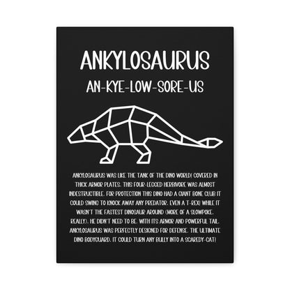 Polygon Outlined Ankylosaurus Vertical Matte Canvas Black, Stretched, 1.25" Amazing Gift for the Dino Lover in your life