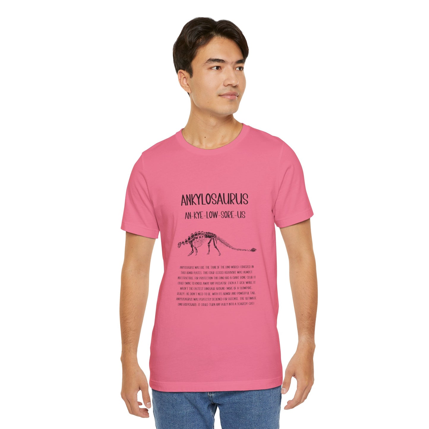 Fossil Ankylosaurus Detailed with Black Graphics - Unisex Jersey Short Sleeve Tee Super Comfy Dino T-Shirt Gift