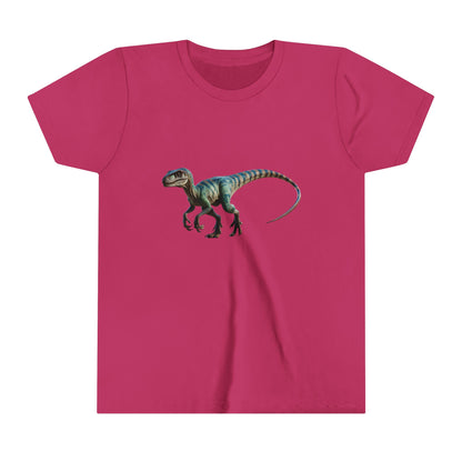 Youth Vibrant Velociraptor Adventure Tee – Unleash Your Inner Dino Explorer with Fierce Style! 🦖🌈 - Unisex Jersey Short Sleeve Tee Super Comfy Dino T-Shirt Gift