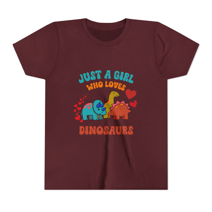 Just a Girl Who Loves Dinosaurs Youth Size T-Shirt Stem Tweens and Teens who Love Dinosaurs Tshirts