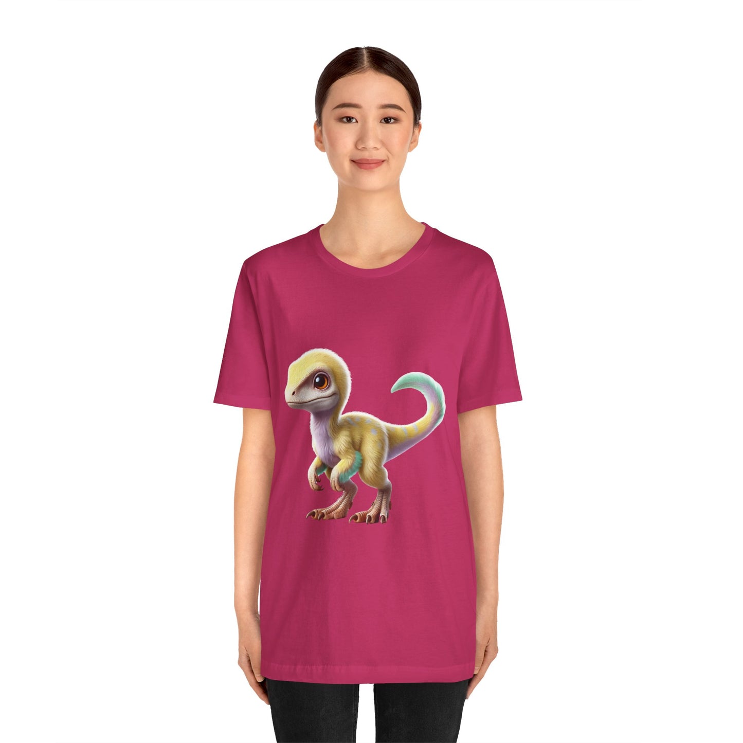 Fluffy Pastel Baby Velociraptor T-Shirt - Unisex Jersey Short Sleeve Tee Super Comfy Dino T-Shirt Gift