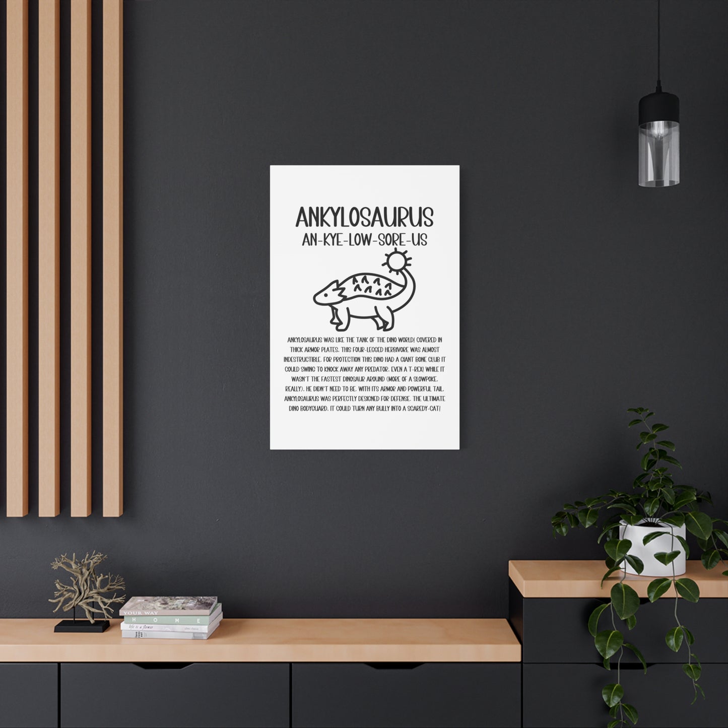 Cute Ankylosaurus Vertical Matte Canvas White, Stretched, 1.25" Amazing Gift for the Dino Lover in your life