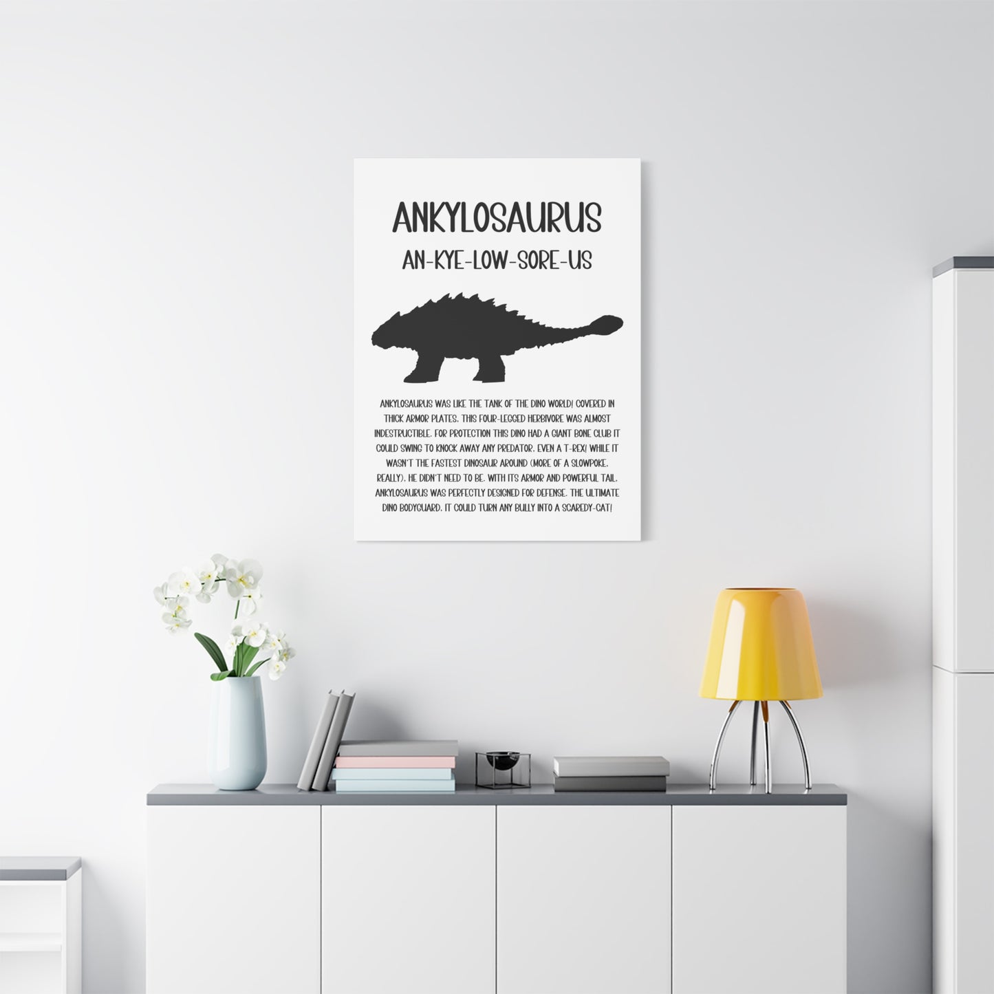 Ankylosaurus Vertical Matte Canvas White, Stretched, 1.25" Amazing Gift for the Dino Lover in your life