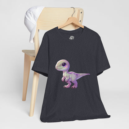 Pastel Baby Velociraptor Tee – Soft & Sweet Dino Style in Lavender! 🦖💜🌸 - Unisex Jersey Short Sleeve Tee Super Comfy Dino T-Shirt Gift