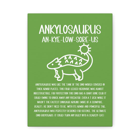 Cute Ankylosaurus Vertical Matte Canvas Green, Stretched, 1.25" Amazing Gift for the Dino Lover in your life