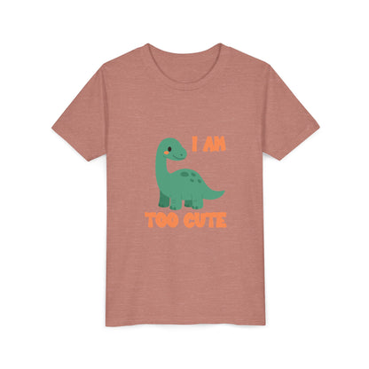 I AM TOO CUTE  Youth Size T-Shirt for kids who love dinosaurs