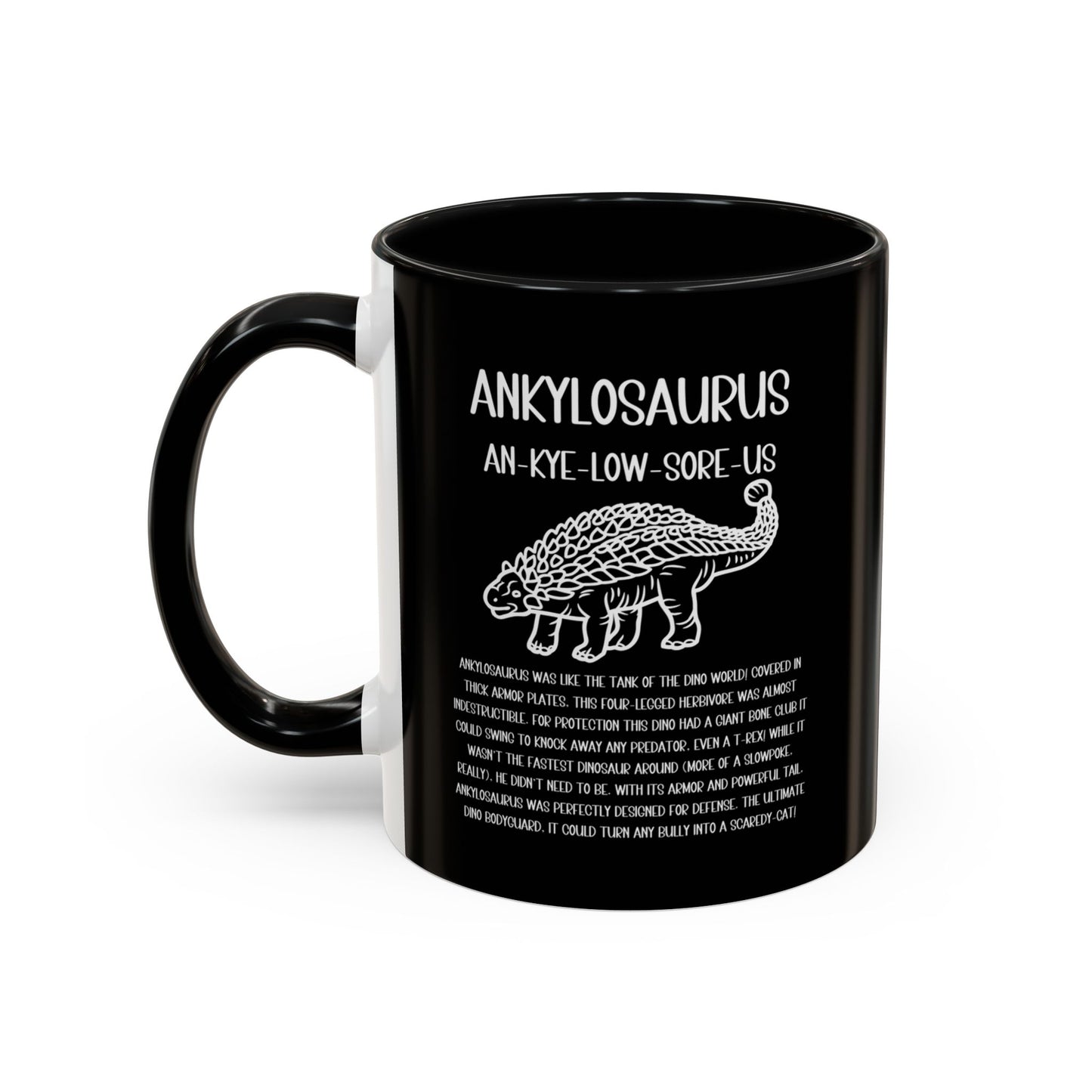 Outlined Ankylosaurus Mug with Detailed White Graphic Amazing Gift for the Dino Lovers in your life