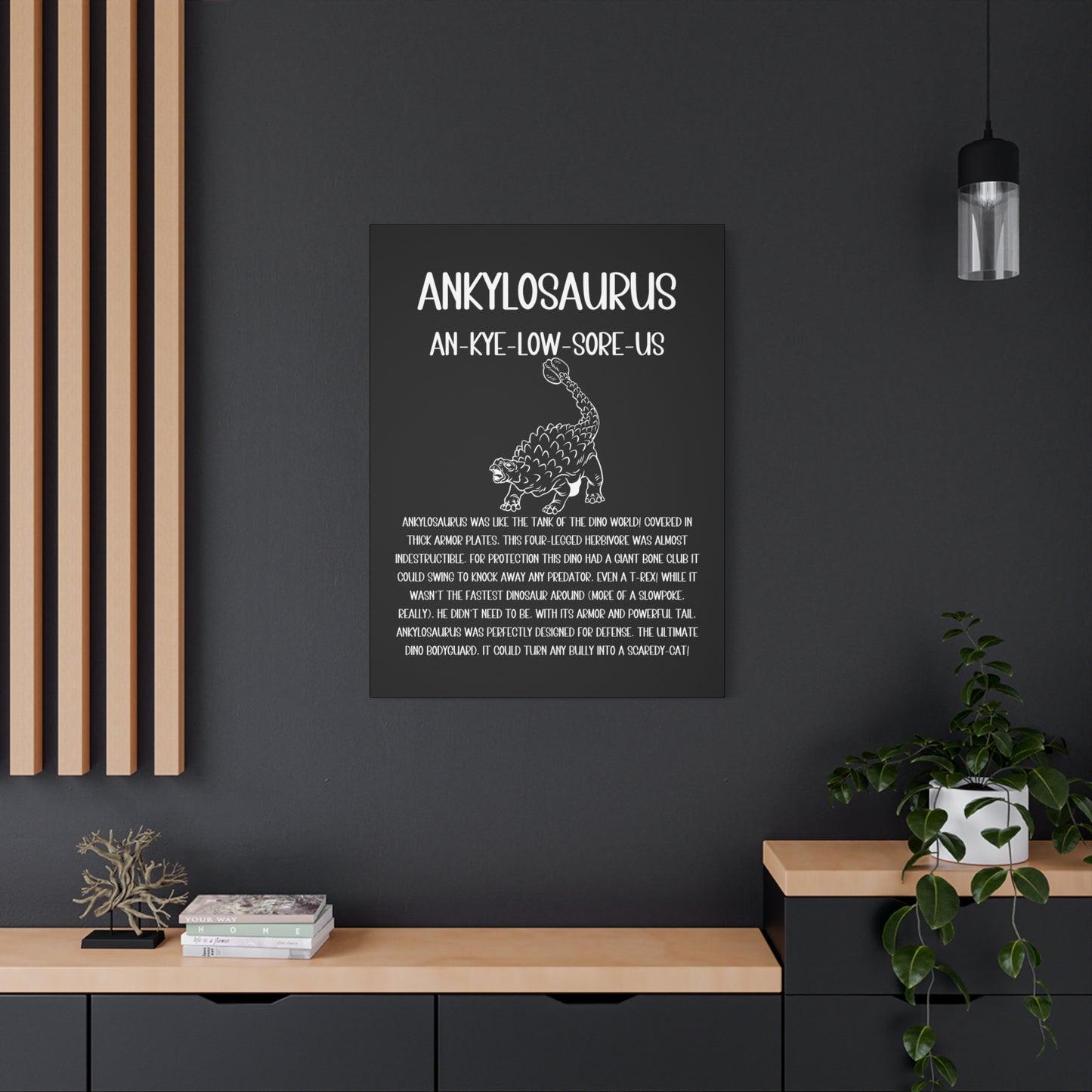 Defensive Ankylosaurus Vertical Matte Canvas Black, Stretched, 1.25" Amazing Gift for the Dino Lover in your life