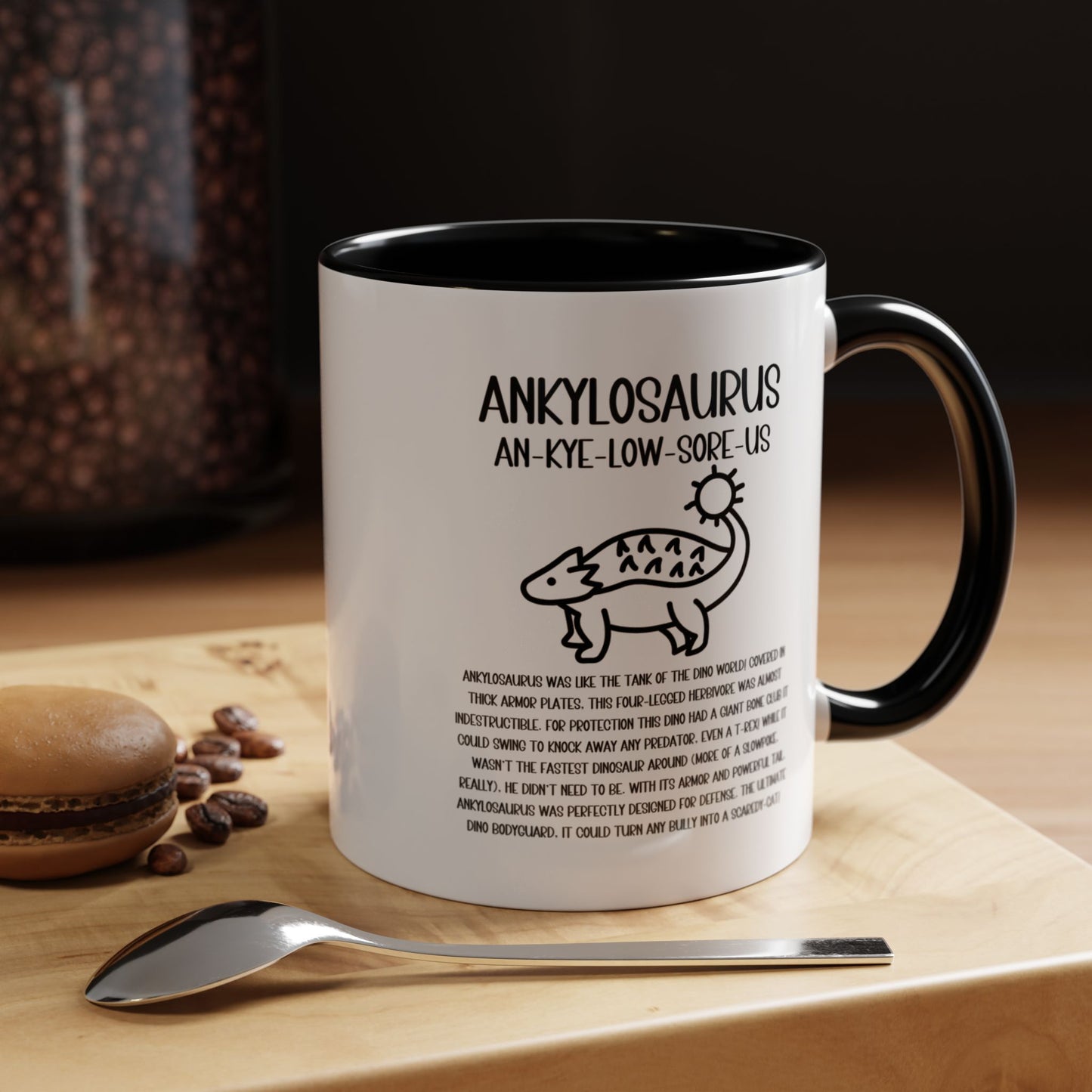 Cute Ankylosaurus Mug with Detailed Black Graphic Amazing Gift for the Dino Lovers in your life