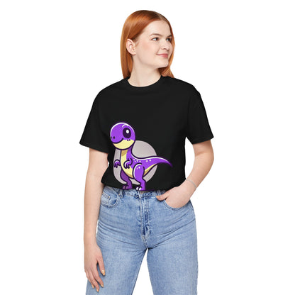 Purple Solar Cartoon Velociraptor - Unisex Jersey Short Sleeve Tee Super Comfy Dino T-Shirt Gift