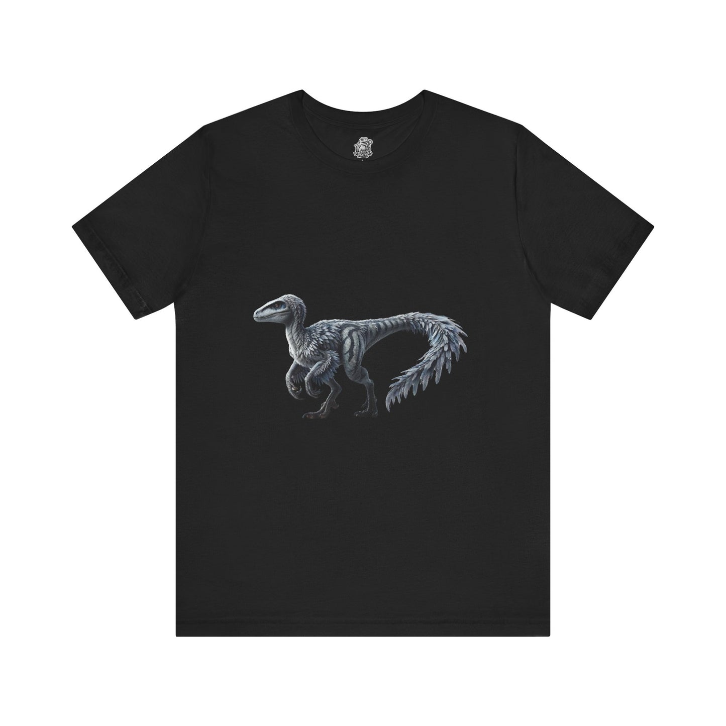 Elegant Feathered Velociraptor Tee – Sleek Style in Striking Silver & Gray 🦖🌌❄️ - Unisex Jersey Short Sleeve Tee Super Comfy Dino T-Shirt Gift