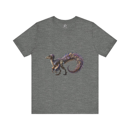 Majestic Feathered Velociraptor Tee – Fierce, Fabulous, and Full of Flair! 🦖💜✨ - Unisex Jersey Short Sleeve Tee Super Comfy Dino T-Shirt Gift