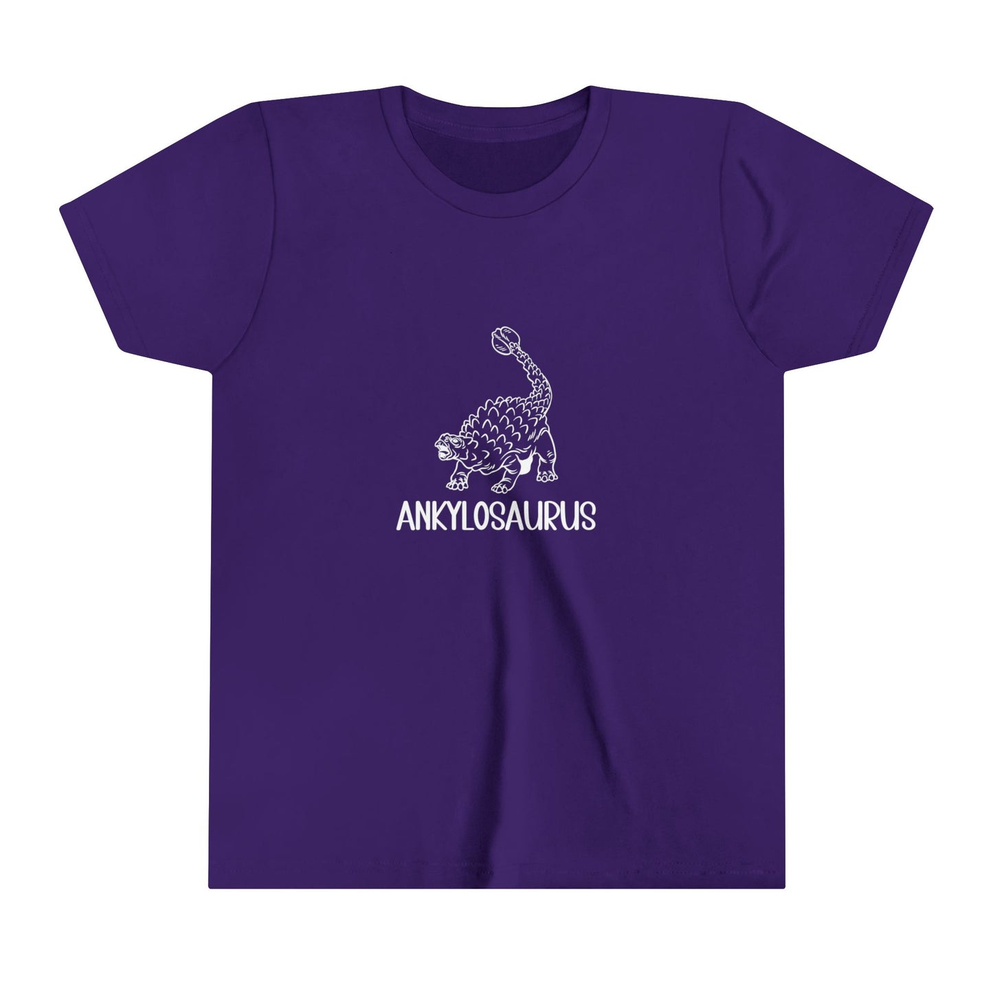 Youth Defensive Ankylosaurus T-Shirt with White Graphics - Unisex Jersey Short Sleeve Tee Super Comfy Dino T-Shirt Gift