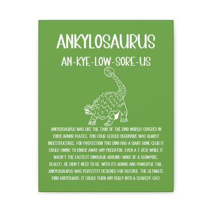 Defensive Ankylosaurus Vertical Matte Canvas Green, Stretched, 1.25" Amazing Gift for the Dino Lover in your life