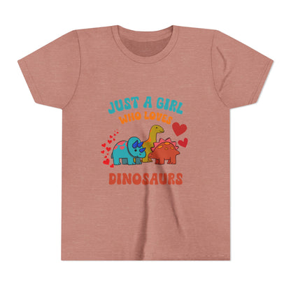 Just a Girl Who Loves Dinosaurs Youth Size T-Shirt Stem Tweens and Teens who Love Dinosaurs Tshirts
