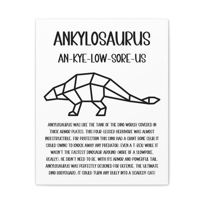 Polygon Outlined Ankylosaurus Vertical Matte Canvas White, Stretched, 1.25" Amazing Gift for the Dino Lover in your life