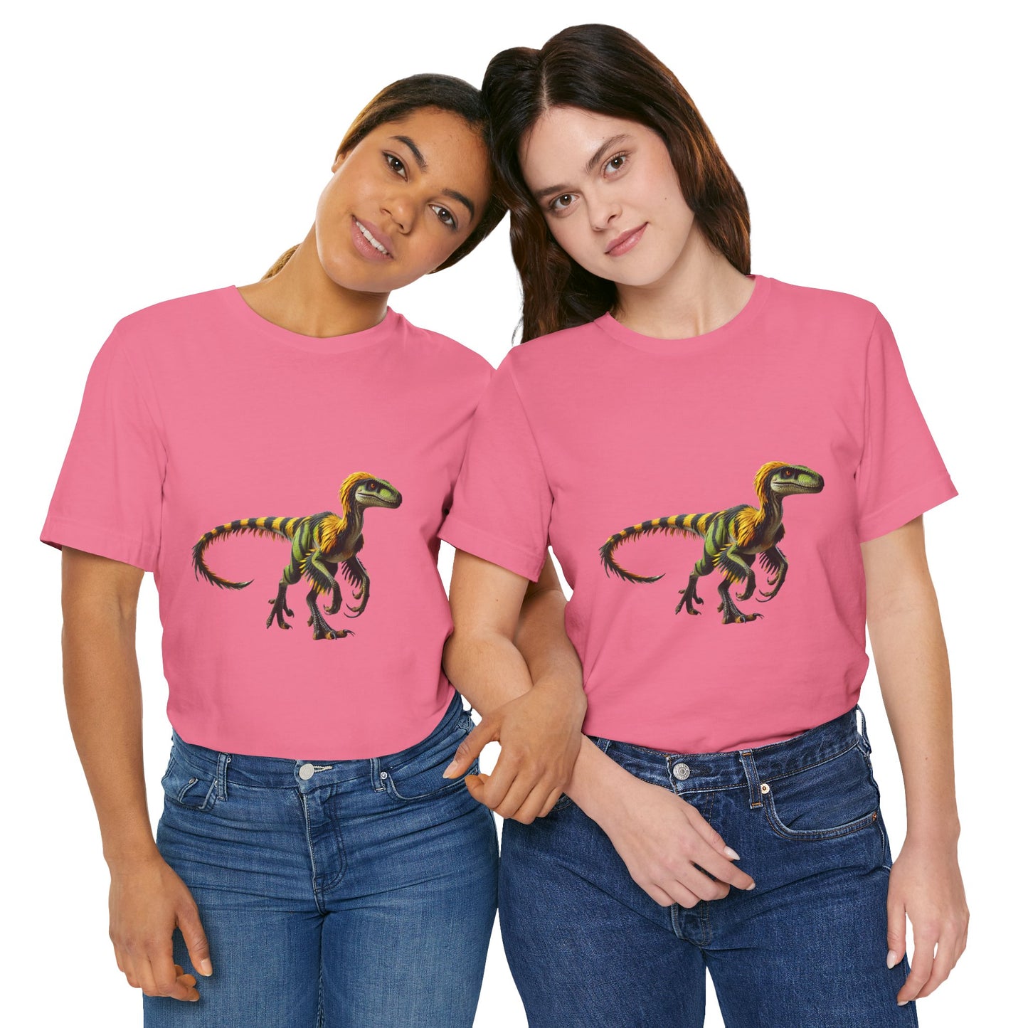 Vibrant Jungle Velociraptor Tee – Bold Green & Yellow Dino Style! 🦖🌿🔥 - Unisex Jersey Short Sleeve Tee Super Comfy Dino T-Shirt Gift