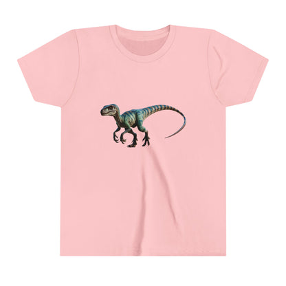 Youth Vibrant Velociraptor Adventure Tee – Unleash Your Inner Dino Explorer with Fierce Style! 🦖🌈 - Unisex Jersey Short Sleeve Tee Super Comfy Dino T-Shirt Gift