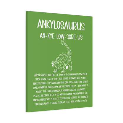 Defensive Ankylosaurus Vertical Matte Canvas Green, Stretched, 1.25" Amazing Gift for the Dino Lover in your life