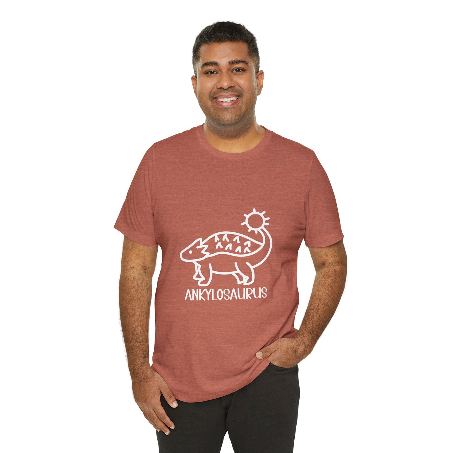 Cute Ankylosaurus White Graphics- Unisex Jersey Short Sleeve Tee Super Comfy Dino T-Shirt Gift