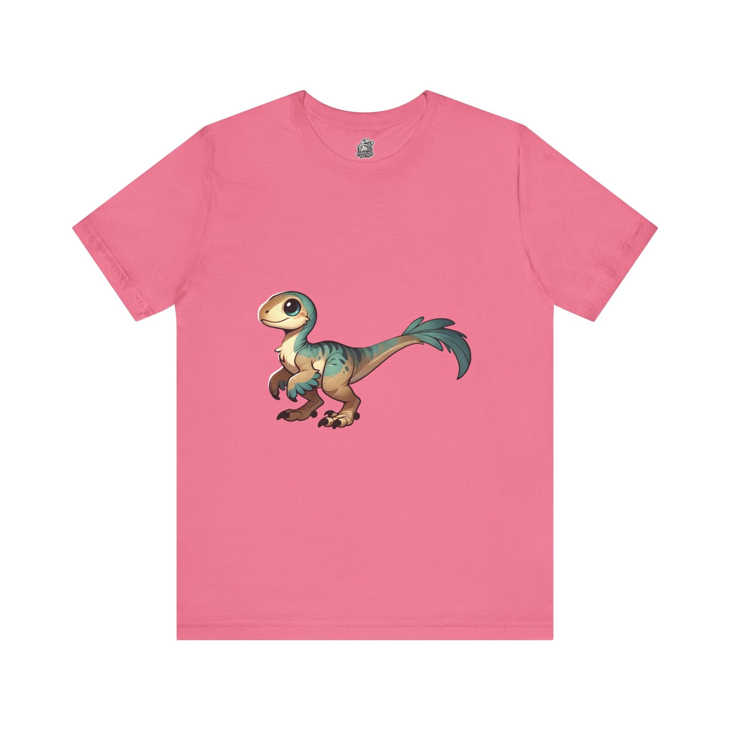 Sweet Baby Velociraptor Tee – Gentle Dino Charm in Soft Teal & Tan! 🦖💚✨ - Unisex Jersey Short Sleeve Tee Super Comfy Dino T-Shirt Gift