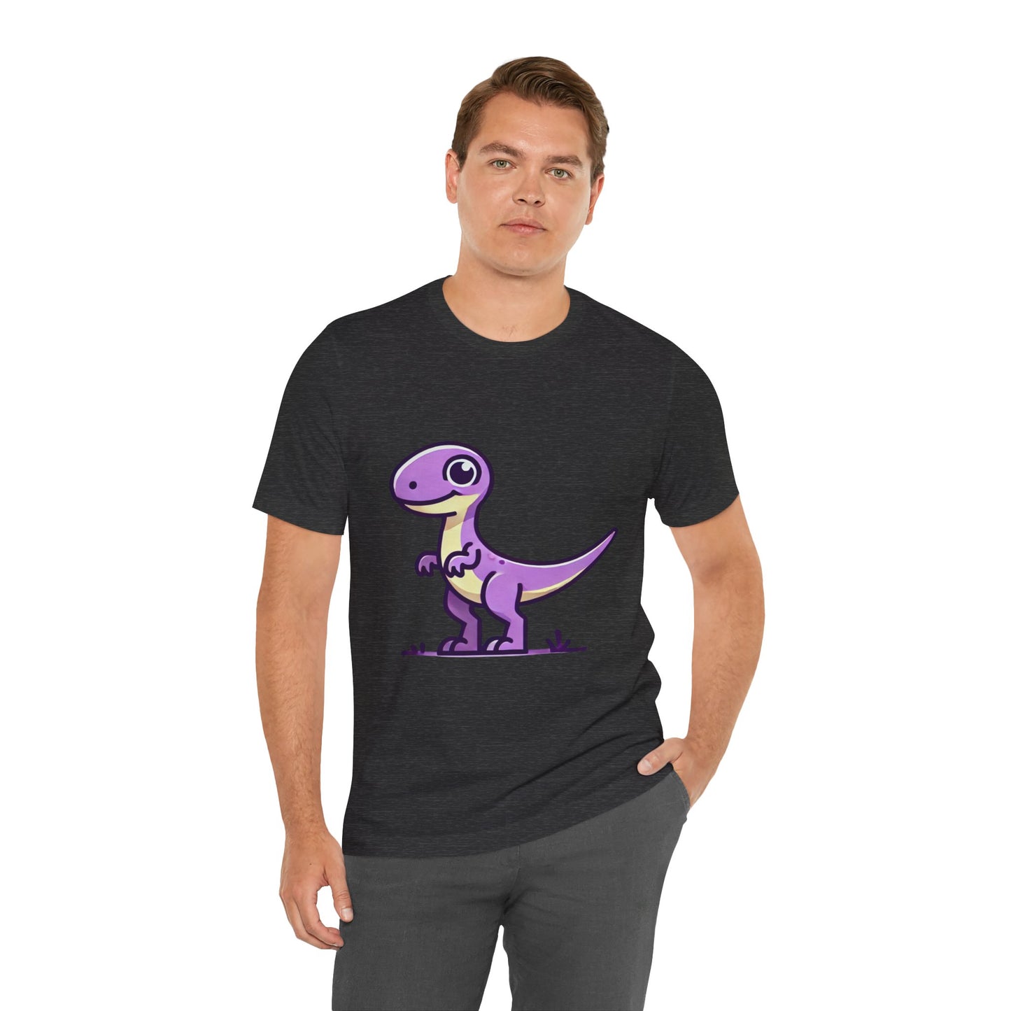 Cute Purple Cartoon Velociraptor - Unisex Jersey Short Sleeve Tee Super Comfy Dino T-Shirt Gift