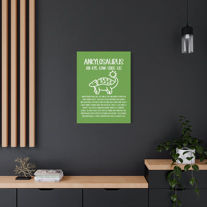 Cute Ankylosaurus Vertical Matte Canvas Green, Stretched, 1.25" Amazing Gift for the Dino Lover in your life