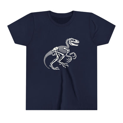 Youth Bold Velociraptor Skeleton Tee – Iconic Fossil Design for Dinosaur Fans! 🦖💀🦴 - Unisex Jersey Short Sleeve Tee Super Comfy Dino T-Shirt Gift