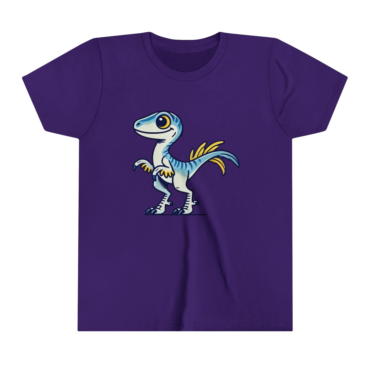 YouthPlayful Blue & Yellow Velociraptor Tee – Dino Fun for All Ages! 🦖💙💛 - Unisex Jersey Short Sleeve Tee Super Comfy Dino T-Shirt Gift