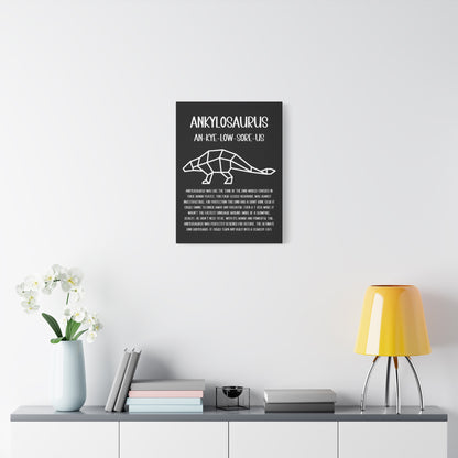 Polygon Outlined Ankylosaurus Vertical Matte Canvas Black, Stretched, 1.25" Amazing Gift for the Dino Lover in your life