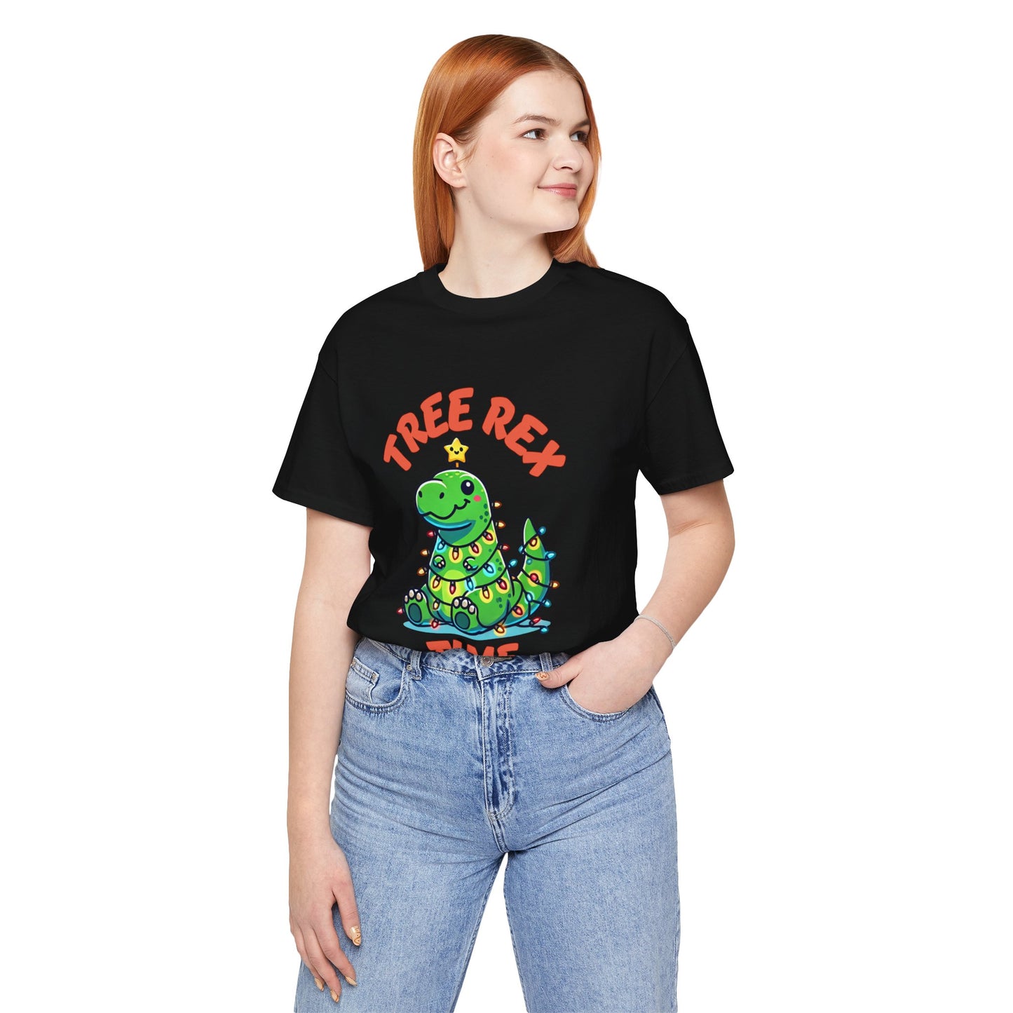 Tree Rex Time Christmas Jerry - Unisex Jersey Short Sleeve Tee Super Comfy Dino T-Shirt Gift