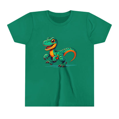 Youth Adorable Teal & Orange Baby Dinosaur Toy – Perfect for Dino-Loving Kids!🌊🦖💙 - Unisex Jersey Short Sleeve Tee Super Comfy Dino T-Shirt Gift