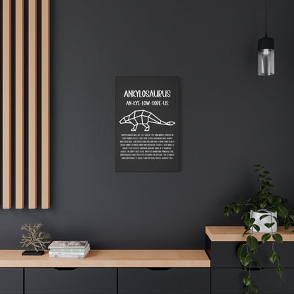 Polygon Outlined Ankylosaurus Vertical Matte Canvas Black, Stretched, 1.25" Amazing Gift for the Dino Lover in your life