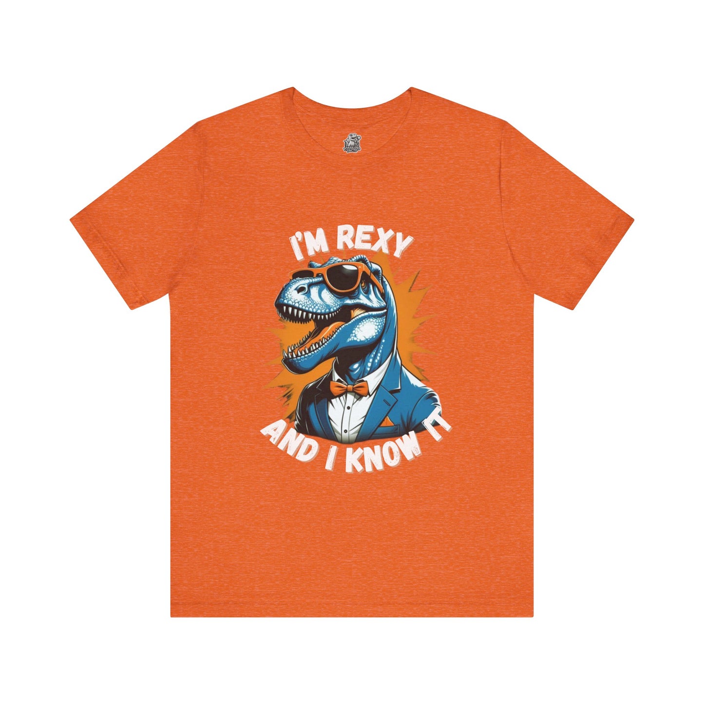 Suave Rex – I’m Rexy and I Know It Unisex T-Shirt with Stylish T-Rex in Shades & Suit