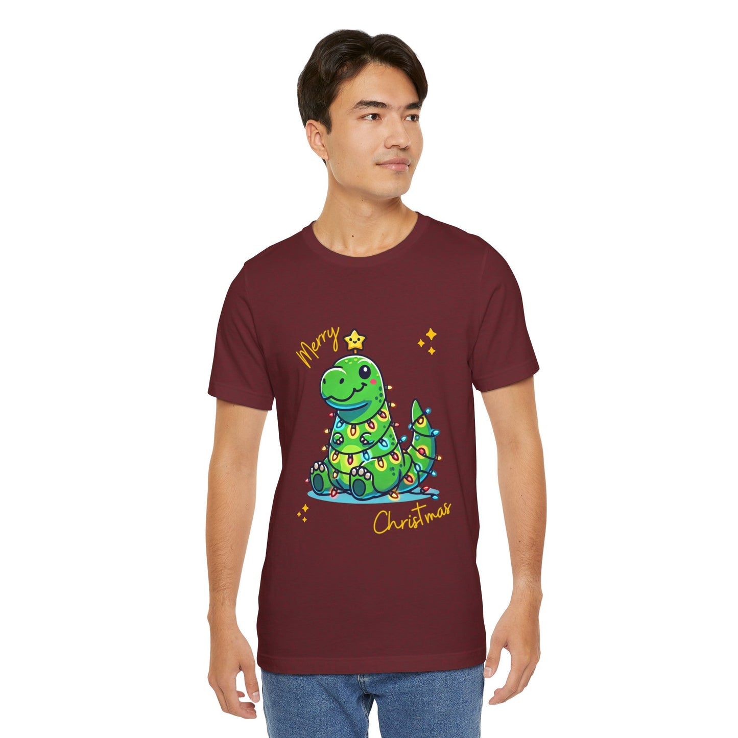 Tree Rex Merry Christmas Jerry - Unisex Jersey Short Sleeve Tee Super Comfy Dino T-Shirt Gift