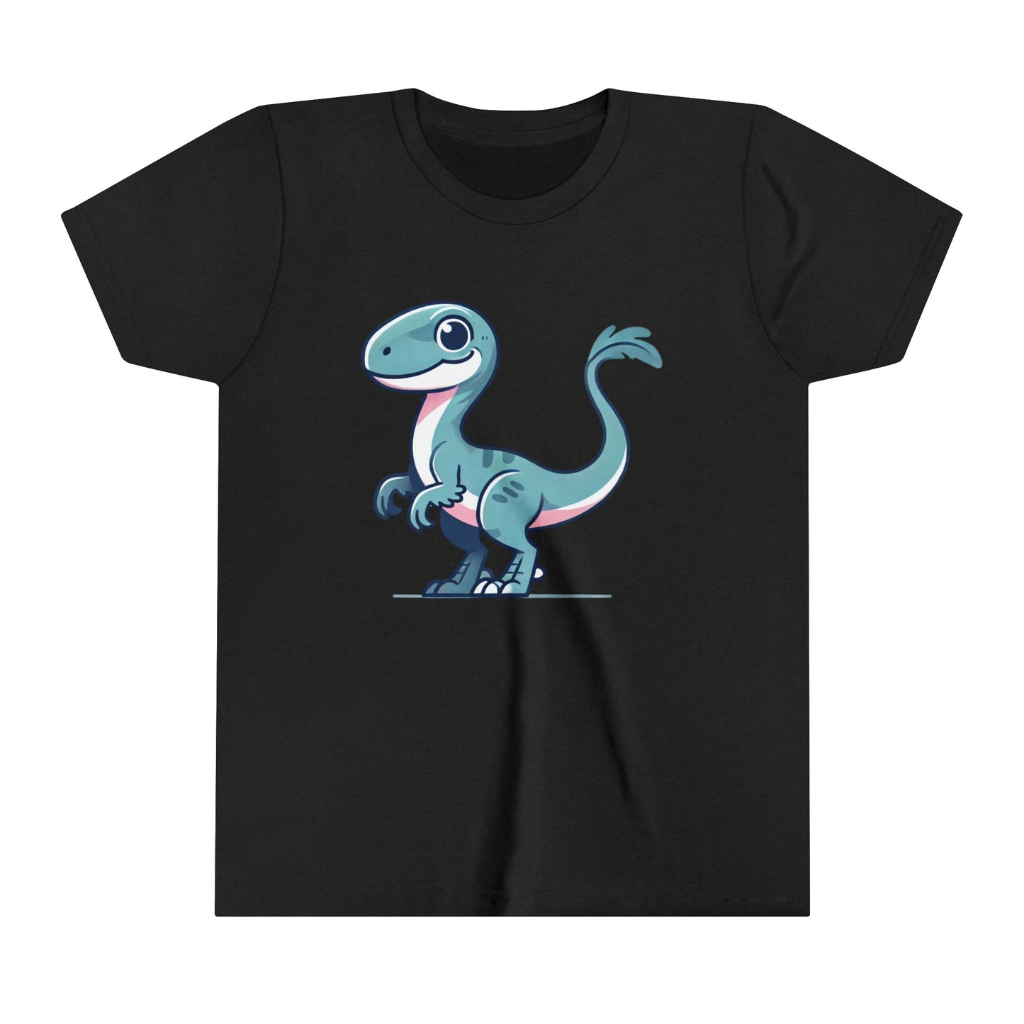 Youth Cheerful Blue Velociraptor Tee – Cute Dino Style for All Ages! 🌊🦖💙 - Unisex Jersey Short Sleeve Tee Super Comfy Dino T-Shirt Gift