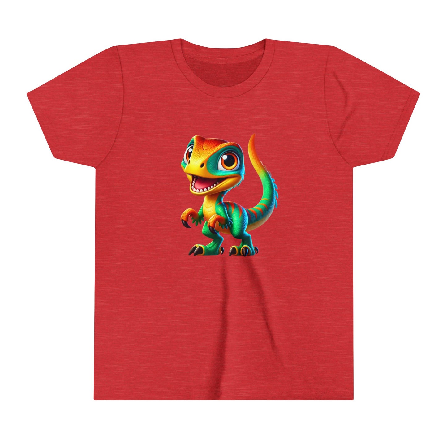 Youth Vibrant Green & Orange Velociraptor – Perfect for Dino Fans! - Unisex Jersey Short Sleeve Tee Super Comfy Dino T-Shirt Gift