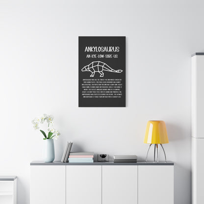 Polygon Outlined Ankylosaurus Vertical Matte Canvas Black, Stretched, 1.25" Amazing Gift for the Dino Lover in your life