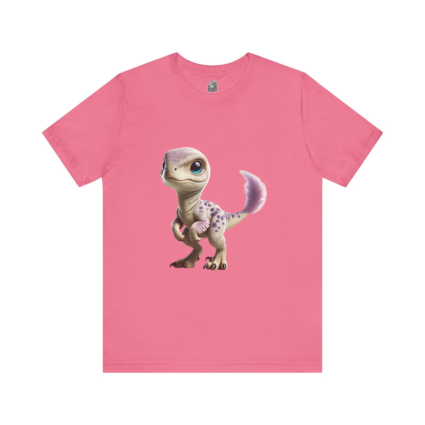 Lovable Baby Velociraptor Tee – Sweet Dino Style in Soft Pastels! 🦖💜✨ - Unisex Jersey Short Sleeve Tee Super Comfy Dino T-Shirt Gift