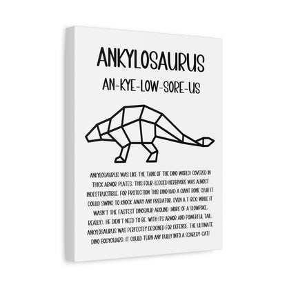 Polygon Outlined Ankylosaurus Vertical Matte Canvas White, Stretched, 1.25" Amazing Gift for the Dino Lover in your life