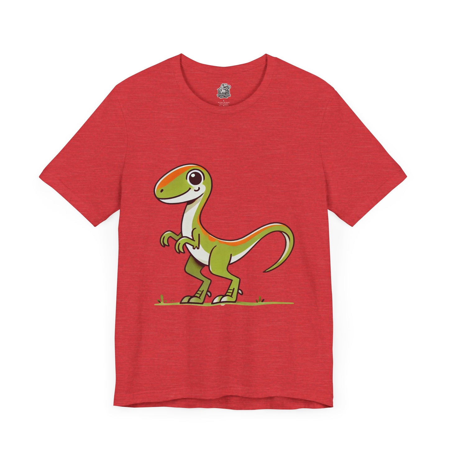 Playful Green Cartoon Velociraptor - Unisex Jersey Short Sleeve Tee Super Comfy Dino T-Shirt Gift