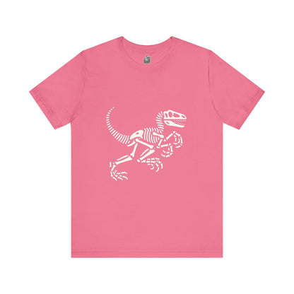 Minimalist Velociraptor Skeleton Tee – Classic Fossil Fun for Dino Fans! 🦖💀🦴 - Unisex Jersey Short Sleeve Tee Super Comfy Dino T-Shirt Gift