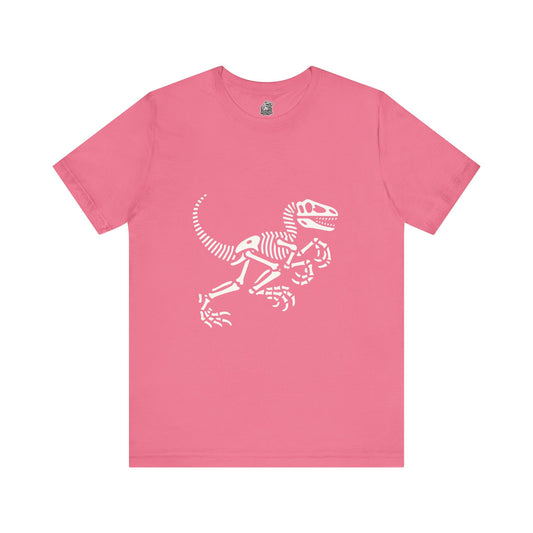 Minimalist Velociraptor Skeleton Tee – Classic Fossil Fun for Dino Fans! 🦖💀🦴 - Unisex Jersey Short Sleeve Tee Super Comfy Dino T-Shirt Gift