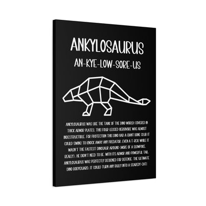 Polygon Outlined Ankylosaurus Vertical Matte Canvas Black, Stretched, 1.25" Amazing Gift for the Dino Lover in your life